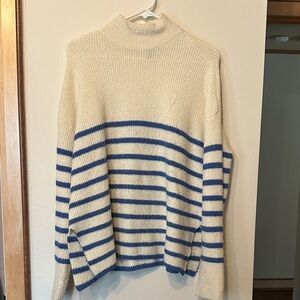 Women’s Cream and Blue Striped Sweater